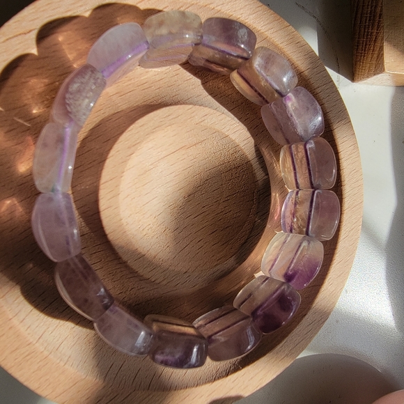 Purple Flourite Bangle Bracelet Natural - Picture 3 of 4